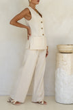 Keke Beige Linen Blend Vest
