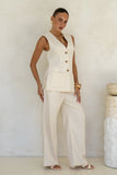 Keke Beige Linen Blend Vest