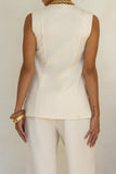 Keke Beige Linen Blend Vest