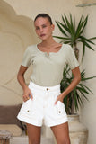 Denia White Denim Cargo Shorts