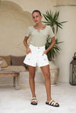 Denia White Denim Cargo Shorts