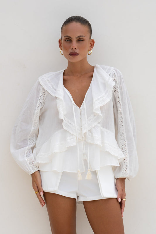 Valentina Off-White Ruffle Blouse