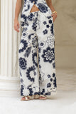 Morgana Beige Navy Floral Pants