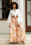 Fiorenza Orange Floral Wide Leg Pants