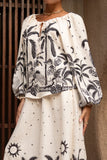 Savani Beige Black Tropical Blouse