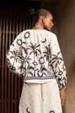 Savani Beige Black Tropical Blouse