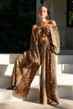 Malika Brown Leopard Wide Leg Pants