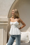 Milly White Ruched Peplum Cami Top