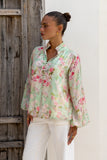 Sheila Green Pink Floral Balloon Sleeve Blouse