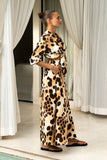 Zelina Brown Leopard Spot Wide Leg Cropped Pants