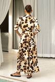 Zelina Brown Leopard Spot Wide Leg Cropped Pants