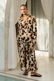 Zelina Brown Leopard Spot Wide Leg Cropped Pants