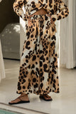 Zelina Brown Leopard Spot Wide Leg Cropped Pants