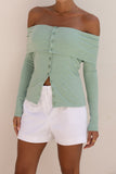Arima Green Off Shoulder Long Sleeve Top