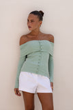 Arima Green Off Shoulder Long Sleeve Top