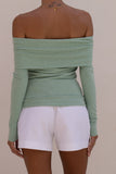 Arima Green Off Shoulder Long Sleeve Top