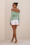 Arima Green Off Shoulder Long Sleeve Top