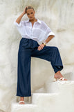 Josefin Navy Blue Drawstring Pants