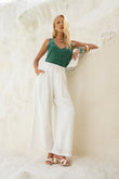 Isabel White Linen Blend Pants