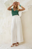 Isabel White Linen Blend Pants