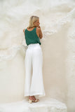 Isabel White Linen Blend Pants