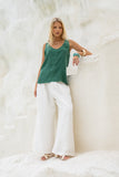 Isabel White Linen Blend Pants