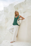 Isabel White Linen Blend Pants