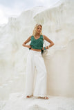 Isabel White Linen Blend Pants