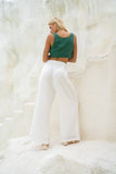 Isabel White Linen Blend Pants