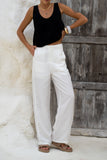Cairo White Linen Blend Pants