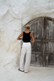Cairo White Linen Blend Pants