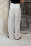 Cairo White Linen Blend Pants