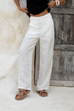 Cairo White Linen Blend Pants