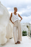 Josefin Beige Drawstring Pants