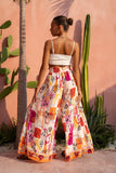 Saffron Orange Abstract Wide Leg Pants