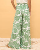 Viridiana Green Floral Wide Leg Pants