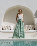 Viridiana Green Floral Wide Leg Pants