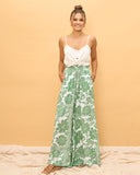 Viridiana Green Floral Wide Leg Pants