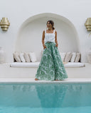 Viridiana Green Floral Wide Leg Pants