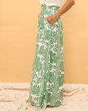 Viridiana Green Floral Wide Leg Pants