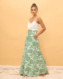 Viridiana Green Floral Wide Leg Pants