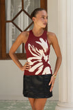 Liza Wine Red Floral Knit Top