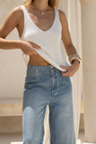 Kristin Blue Denim Wide Straight Leg Cropped Jeans