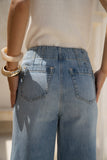 Kristin Blue Denim Wide Straight Leg Cropped Jeans