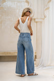 Kristin Blue Denim Wide Straight Leg Cropped Jeans