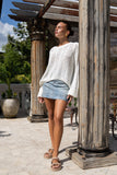 Haisley Ivory White Pointelle Knit Sweater