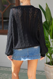 Haisley Black Pointelle Knit Sweater