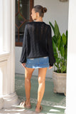 Haisley Black Pointelle Knit Sweater