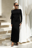 Amelyn Black Long Sleeve Maxi Dress