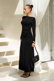 Amelyn Black Long Sleeve Maxi Dress
